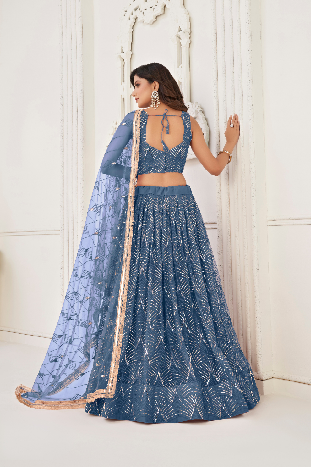 Trendy Butterfly Net Lehenga Choli with Intricate Thread & Sequin Work