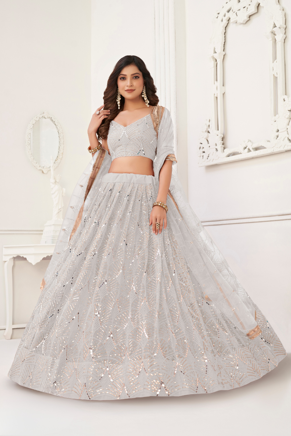 Trendy Butterfly Net Lehenga Choli with Intricate Thread & Sequin Work