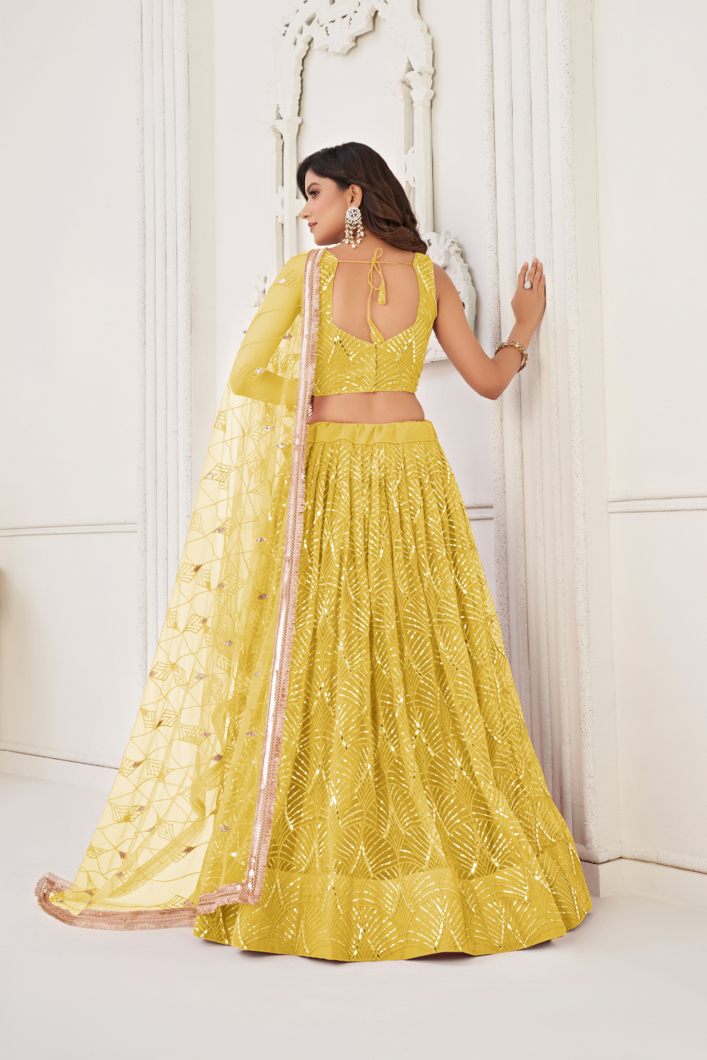 Trendy Butterfly Net Lehenga Choli with Intricate Thread & Sequin Work