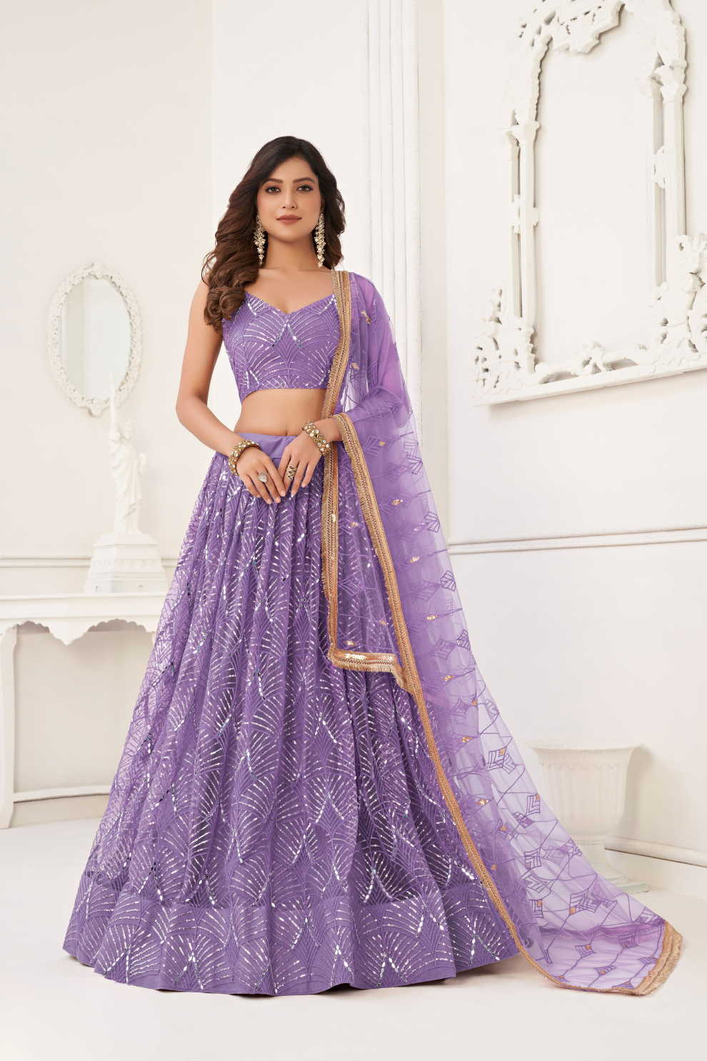 Trendy Butterfly Net Lehenga Choli with Intricate Thread & Sequin Work