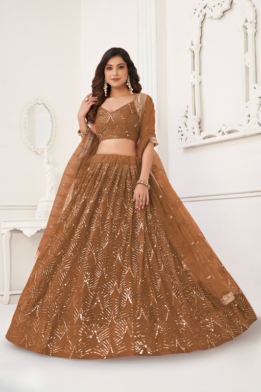 Trendy Butterfly Net Lehenga Choli with Intricate Thread & Sequin Work