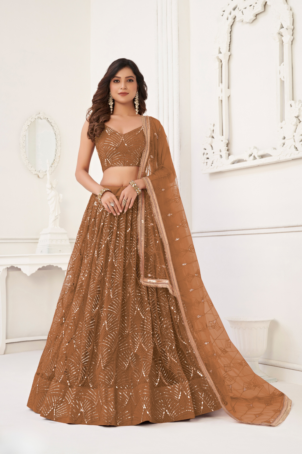 Trendy Butterfly Net Lehenga Choli with Intricate Thread & Sequin Work
