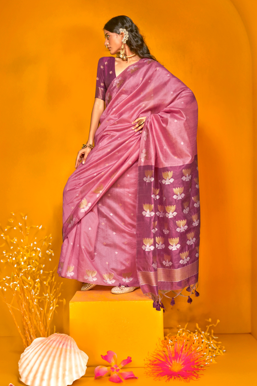 Tussar Handloom Weaving Silk Saree with Natural Finish Elegance