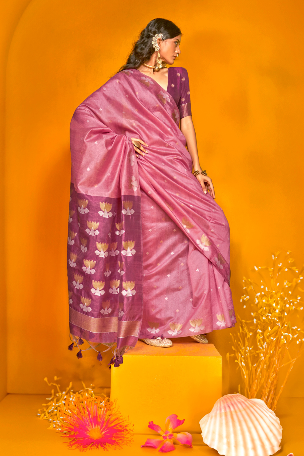 Tussar Handloom Weaving Silk Saree with Natural Finish Elegance