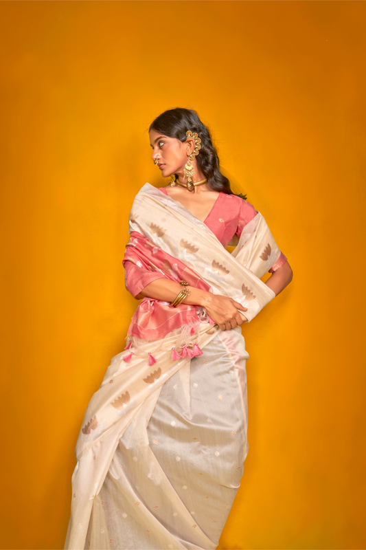 Tussar Handloom Weaving Silk Saree with Natural Finish Elegance