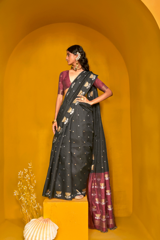 Tussar Handloom Weaving Silk Saree with Natural Finish Elegance