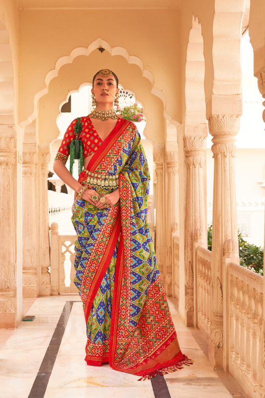 Classic Tussar Silk Saree with Ethnic Print Detailing