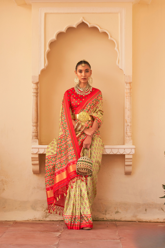 Classic Tussar Silk Saree with Ethnic Print Detailing