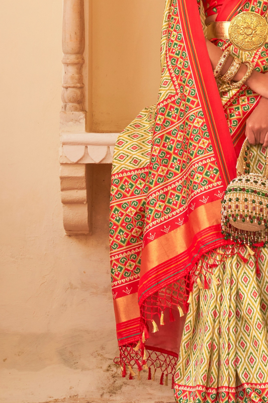 Classic Tussar Silk Saree with Ethnic Print Detailing