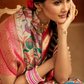 Tusser Silk Saree with Kalamkari Print & Banarasi Zari Border