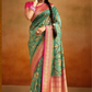 Tusser Silk Saree with Kalamkari Print & Banarasi Zari Border