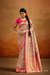 Tusser Silk Saree with Kalamkari Print & Banarasi Zari Border