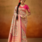 Tusser Silk Saree with Kalamkari Print & Banarasi Zari Border