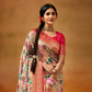 Tusser Silk Saree with Kalamkari Print & Banarasi Zari Border