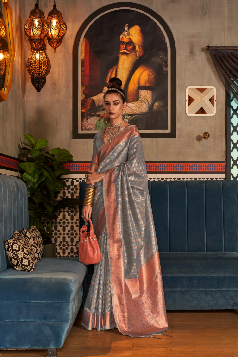 Tissue Silk Handloom Saree with Triple Zari Elegance