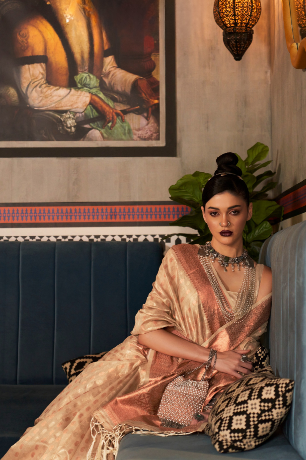 Tissue Silk Handloom Saree with Triple Zari Elegance