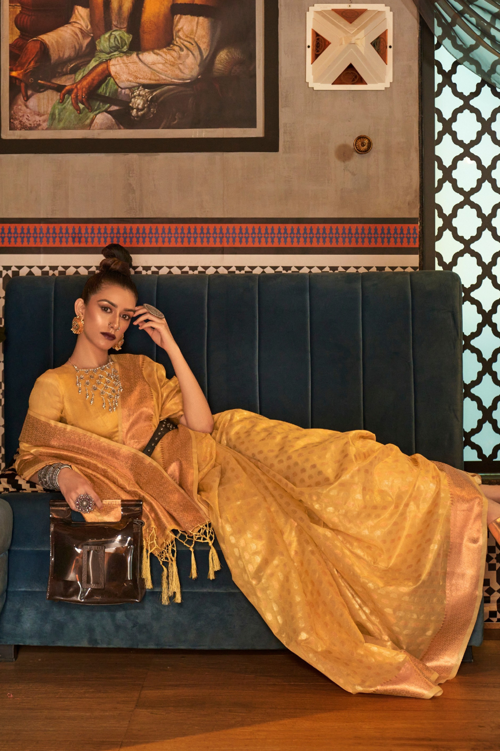 Tissue Silk Handloom Saree with Triple Zari Elegance