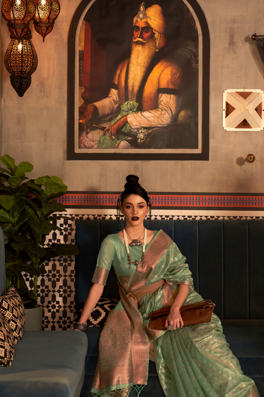 Tissue Silk Handloom Saree with Triple Zari Elegance