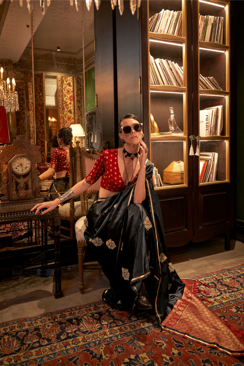 Pure Satin Handloom Silk Saree with Luxurious Weaving Detail