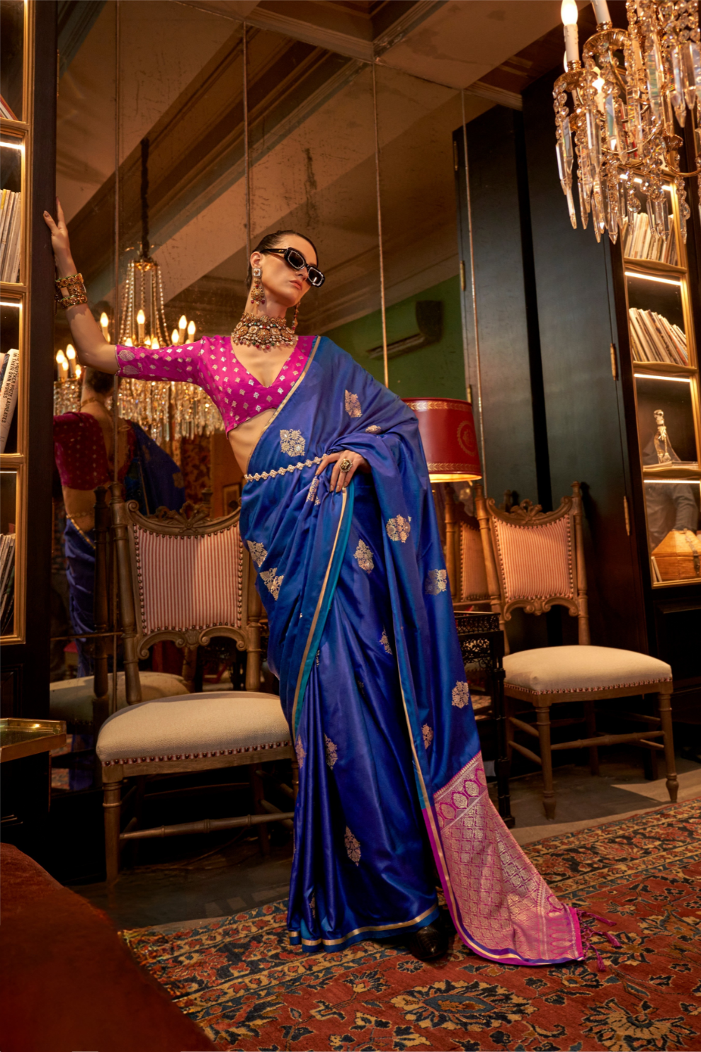 Pure Satin Handloom Silk Saree with Luxurious Weaving Detail