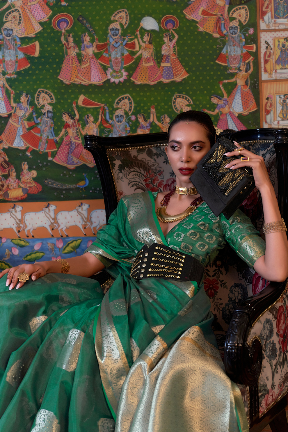 Handloom Woven Dual Tone Organza Silk Saree with Subtle Shine