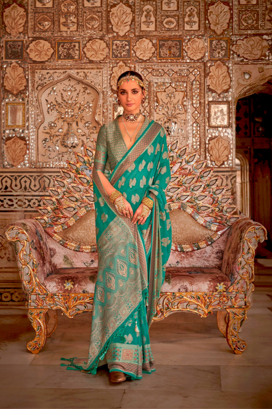 TWP Georgette Saree with Weaving Buta, Border & Pallu, - LaVante Fashion