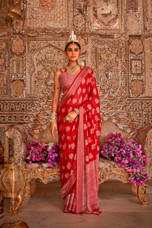 TWP Georgette Saree with Weaving Buta, Border & Pallu, - LaVante Fashion