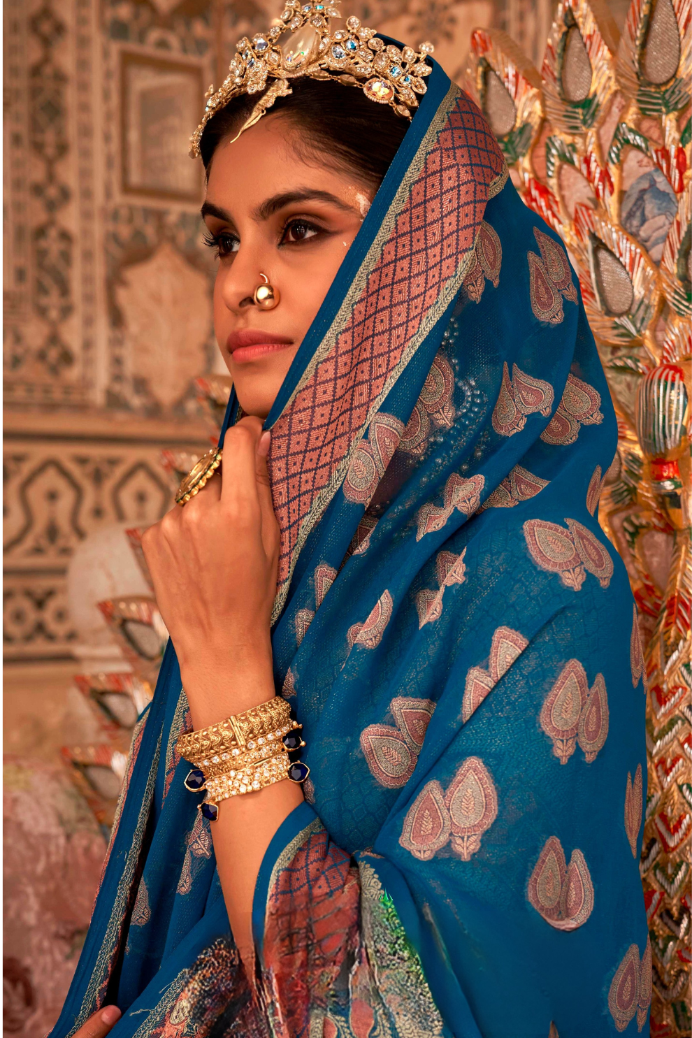 TWP Georgette Saree with Weaving Buta, Border & Pallu, - LaVante Fashion