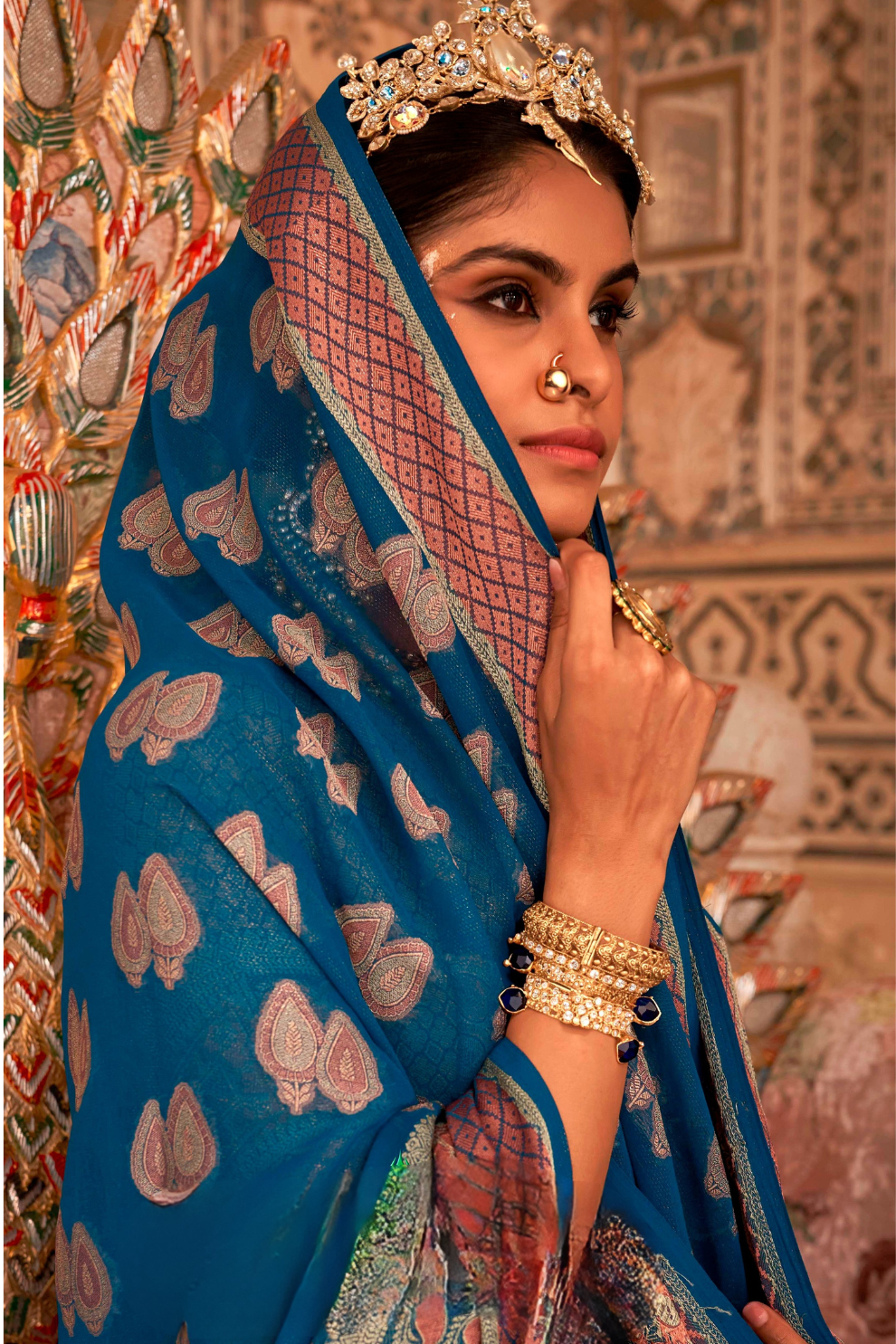 TWP Georgette Saree with Weaving Buta, Border & Pallu, - LaVante Fashion