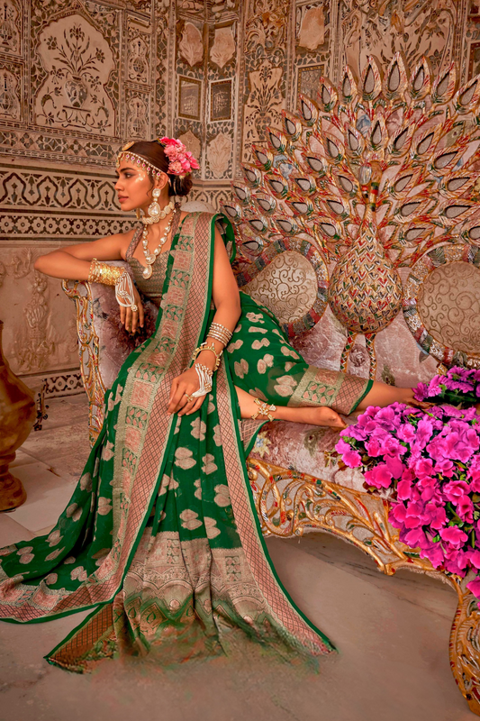 TWP Georgette Saree with Weaving Buta, Border & Pallu, - LaVante Fashion