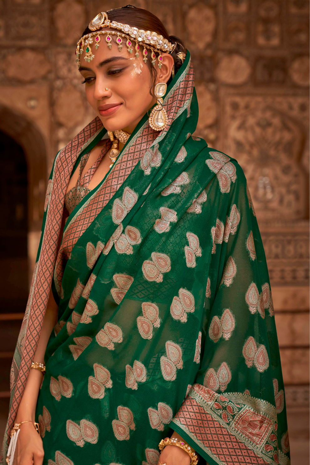 TWP Georgette Saree with Weaving Buta, Border & Pallu, - LaVante Fashion