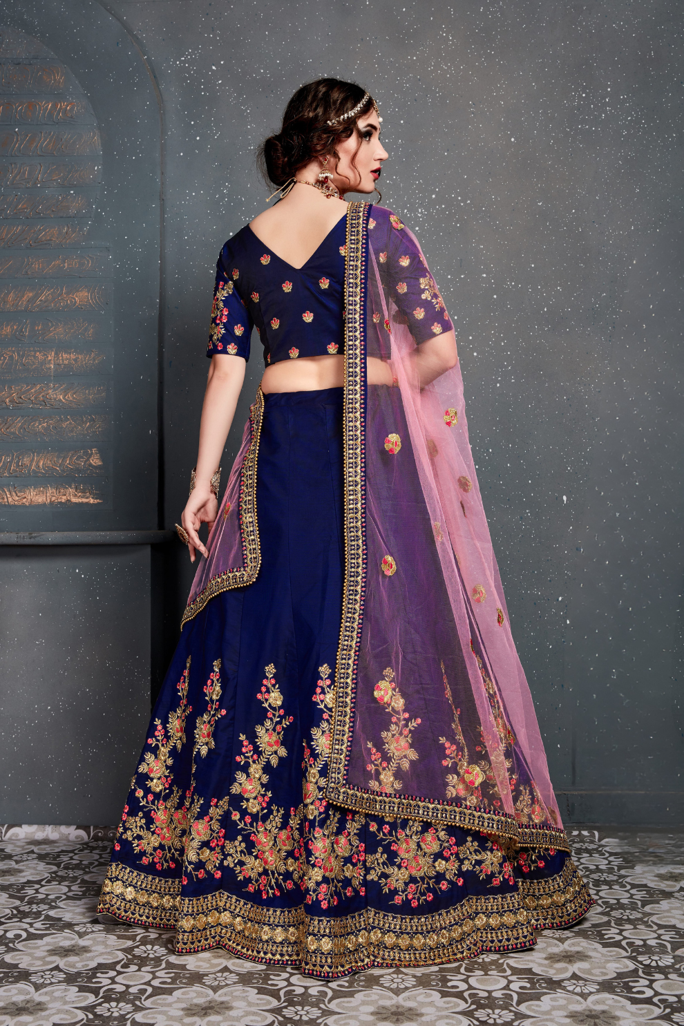 Bridal Silk Lehenga Choli Featuring Detailed Embroidered Design
