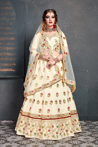Bridal Silk Lehenga Choli Featuring Detailed Embroidered Design