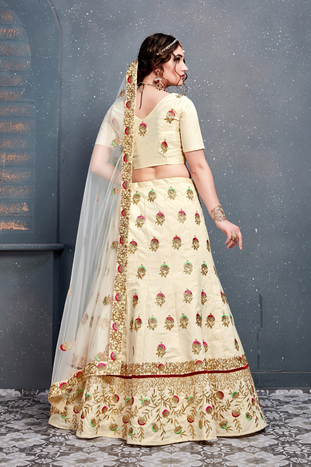Bridal Silk Lehenga Choli Featuring Detailed Embroidered Design
