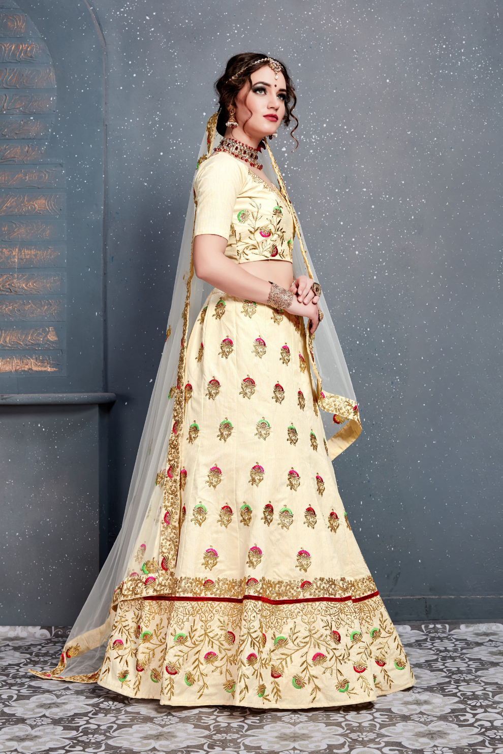 Bridal Silk Lehenga Choli Featuring Detailed Embroidered Design