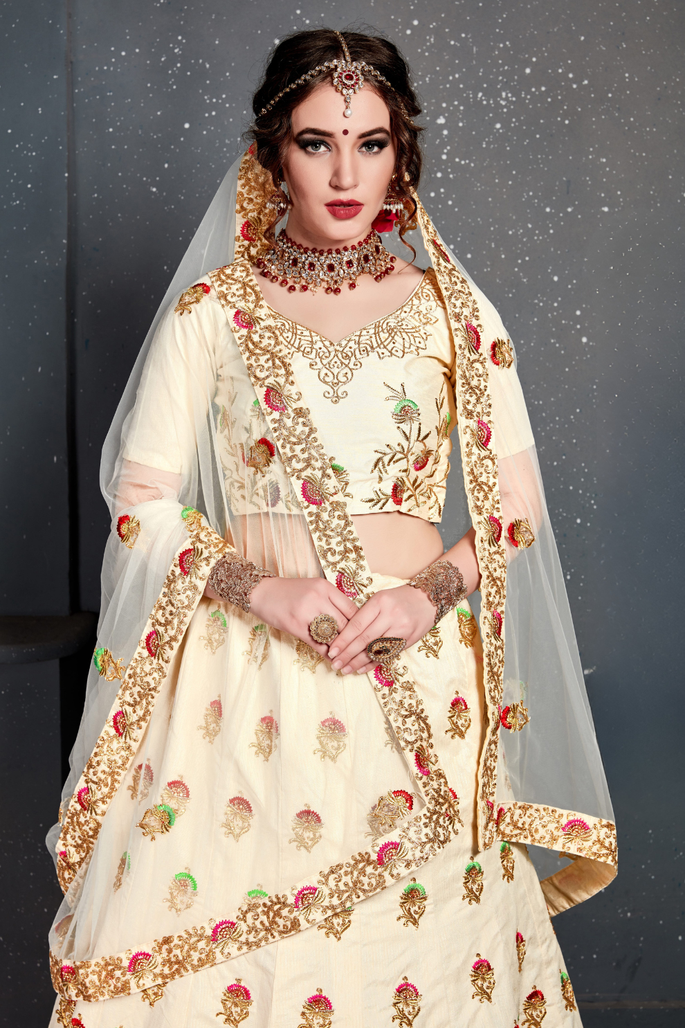 Bridal Silk Lehenga Choli Featuring Detailed Embroidered Design