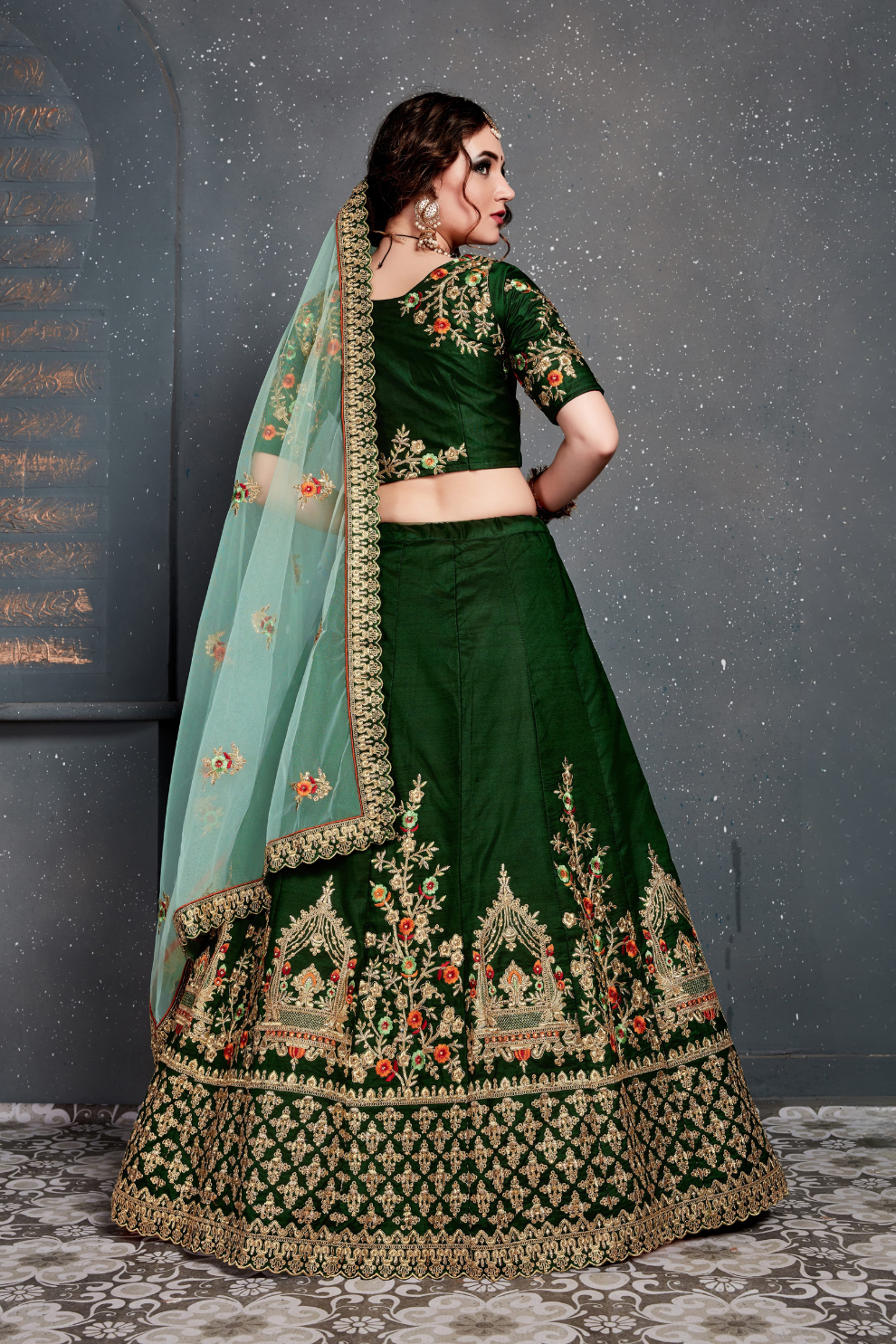 Bridal Silk Lehenga Choli Featuring Detailed Embroidered Design