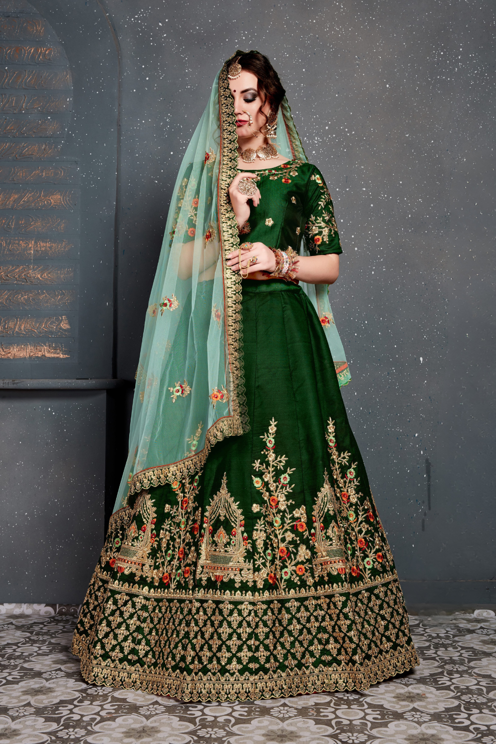 Bridal Silk Lehenga Choli Featuring Detailed Embroidered Design