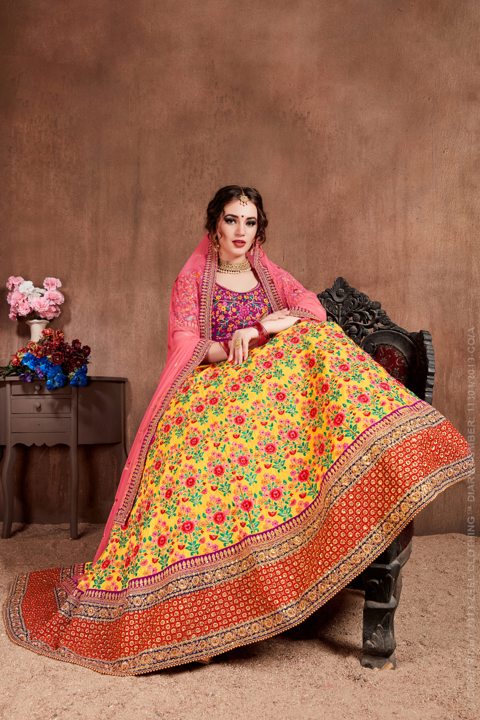 Luxurious Embroidered Mulberry Silk Bridal Lehenga Choli with Dupatta