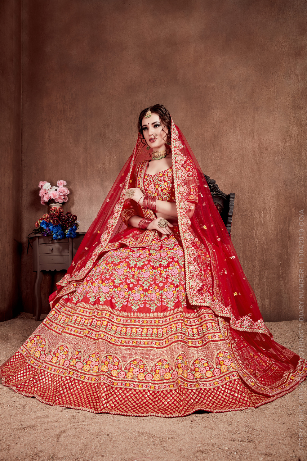 Luxurious Embroidered Mulberry Silk Bridal Lehenga Choli with Dupatta