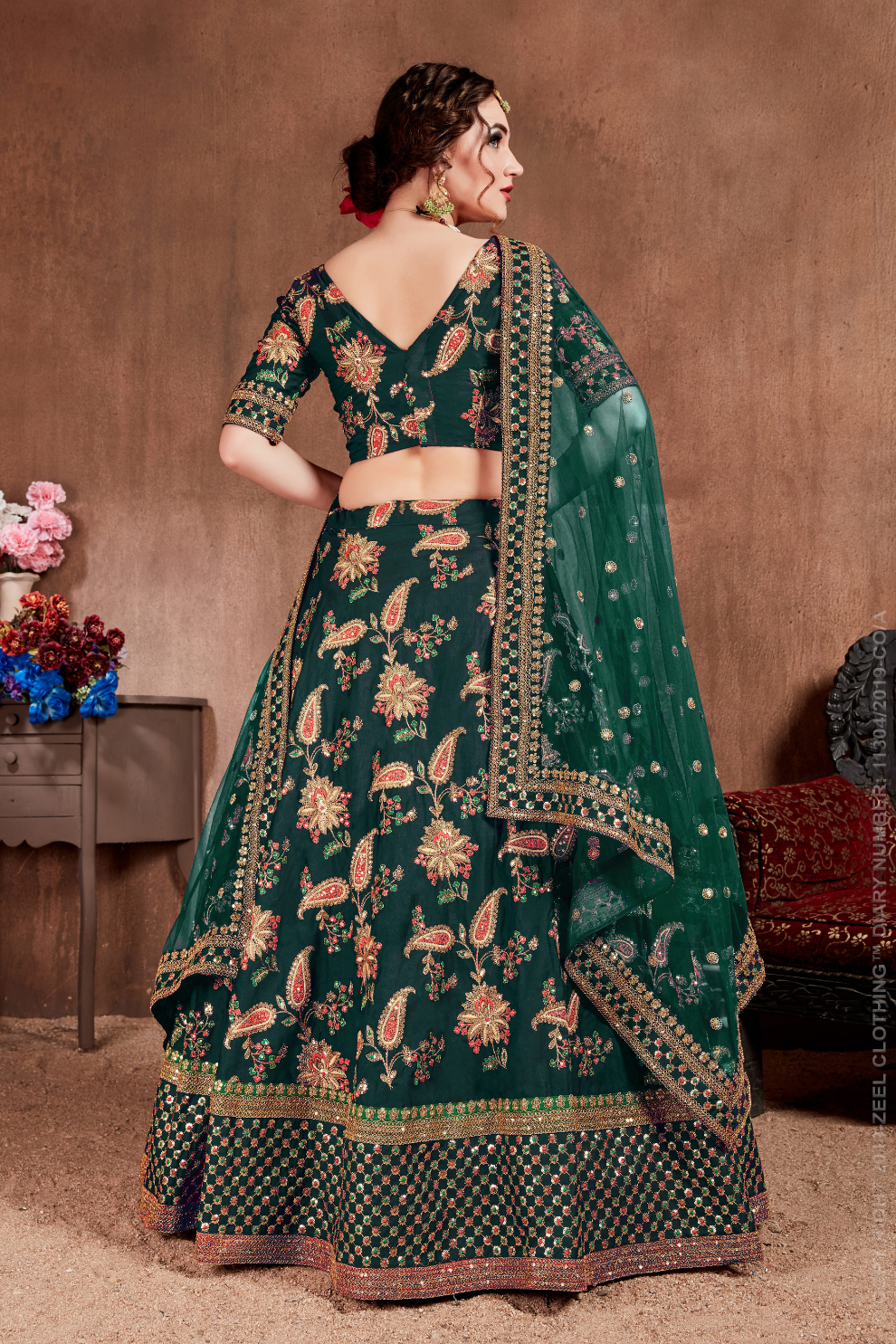 Luxurious Embroidered Mulberry Silk Bridal Lehenga Choli with Dupatta