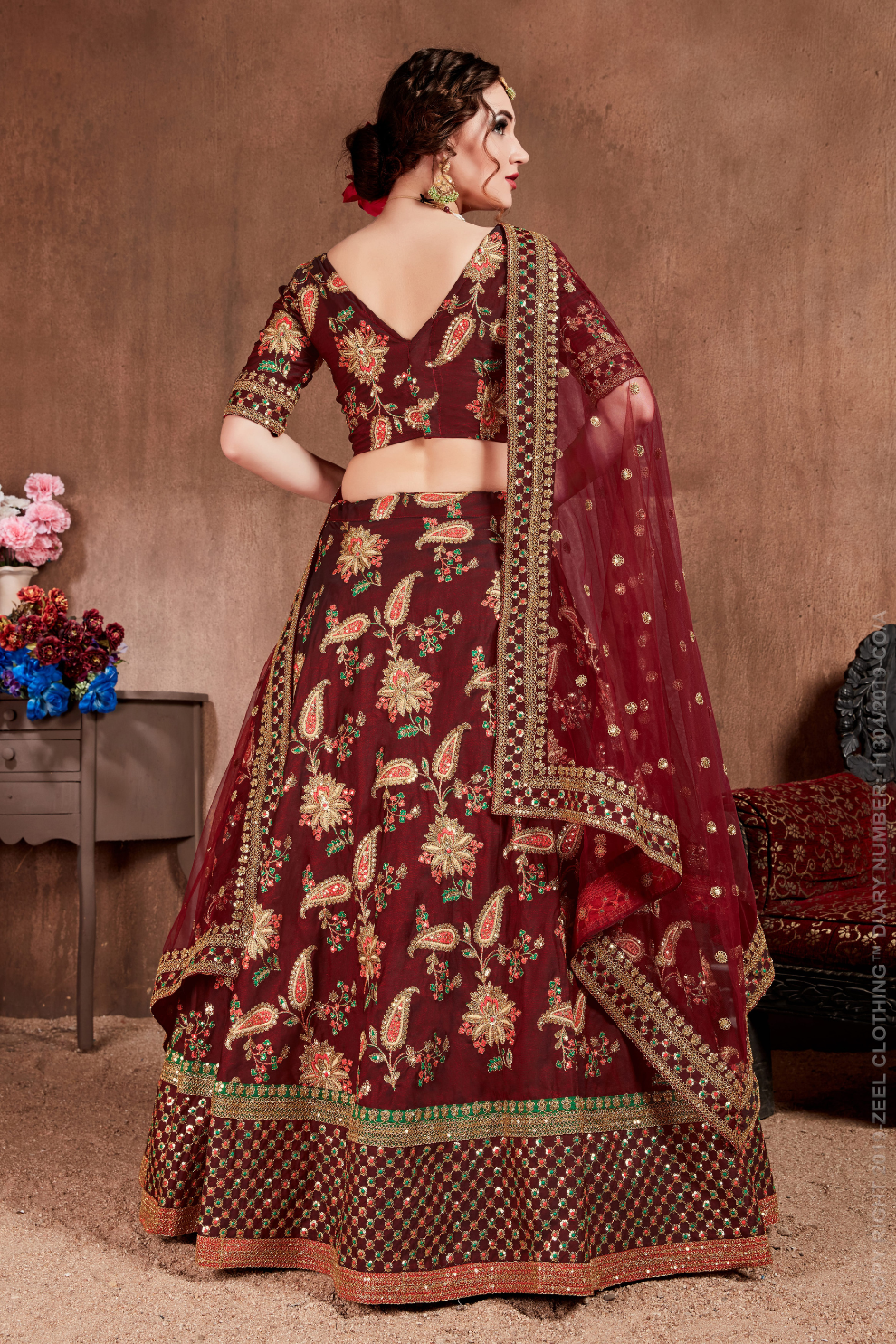 Luxurious Embroidered Mulberry Silk Bridal Lehenga Choli with Dupatta