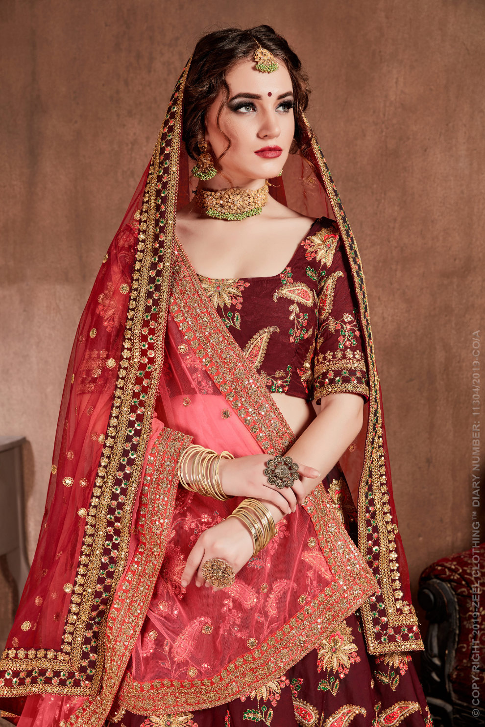 Luxurious Embroidered Mulberry Silk Bridal Lehenga Choli with Dupatta