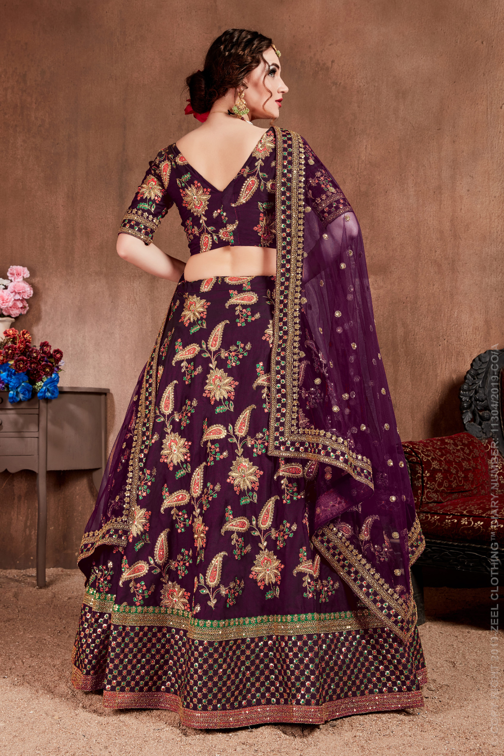 Luxurious Embroidered Mulberry Silk Bridal Lehenga Choli with Dupatta