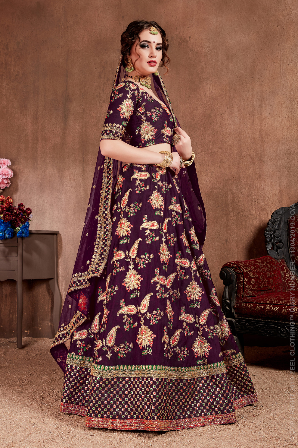 Luxurious Embroidered Mulberry Silk Bridal Lehenga Choli with Dupatta