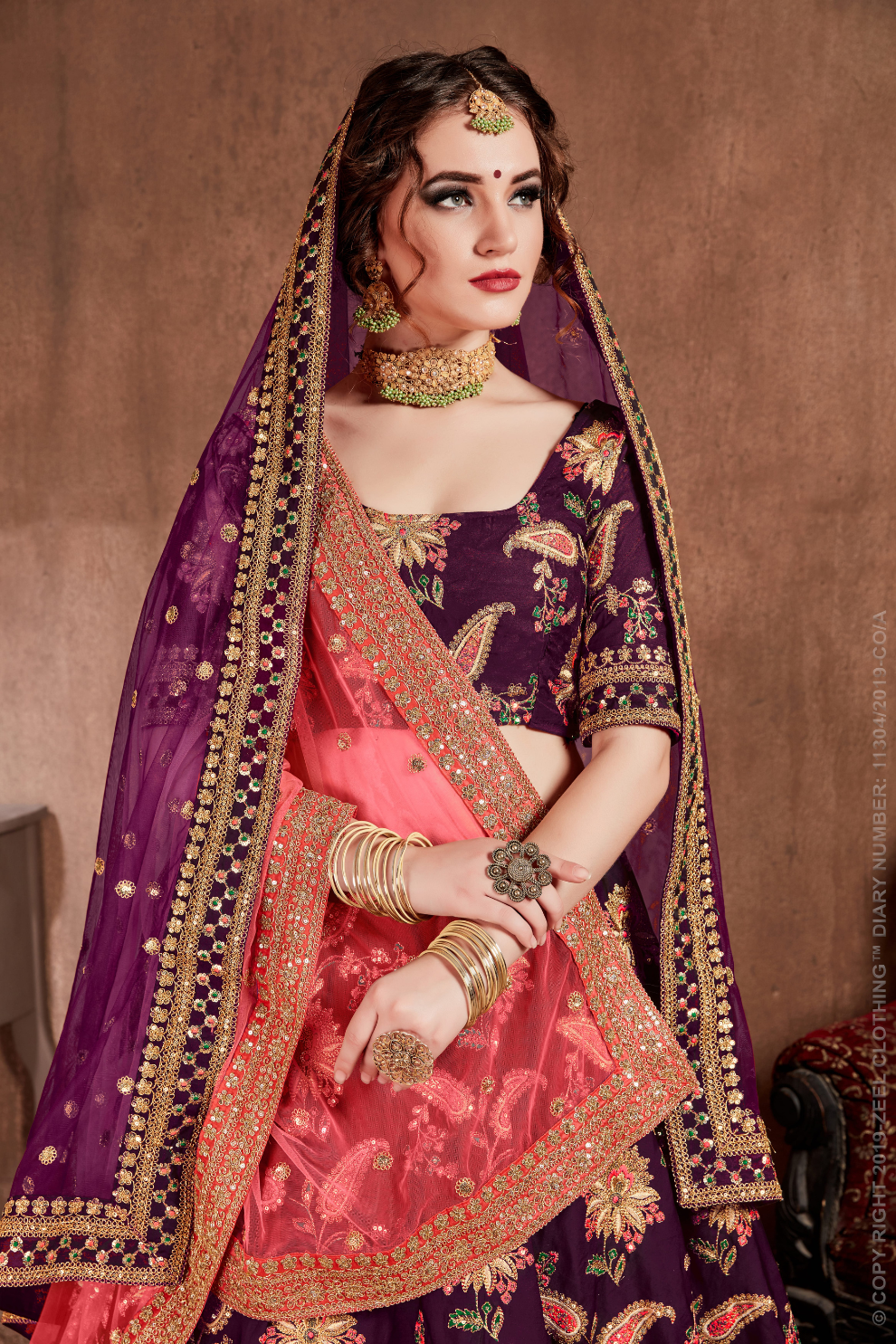 Luxurious Embroidered Mulberry Silk Bridal Lehenga Choli with Dupatta