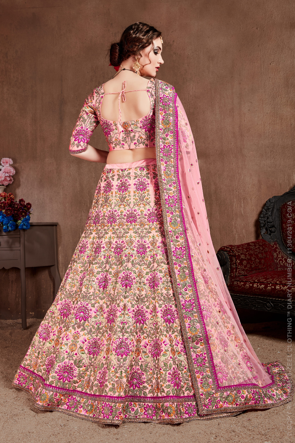 Luxurious Embroidered Mulberry Silk Bridal Lehenga Choli with Dupatta