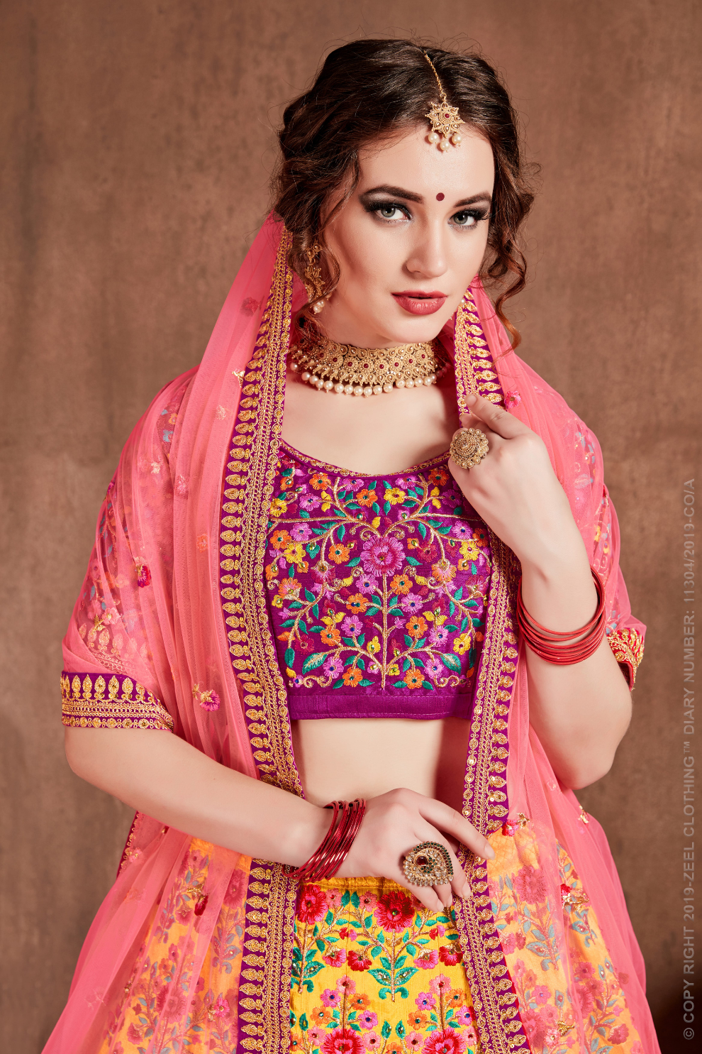 Luxurious Embroidered Mulberry Silk Bridal Lehenga Choli with Dupatta
