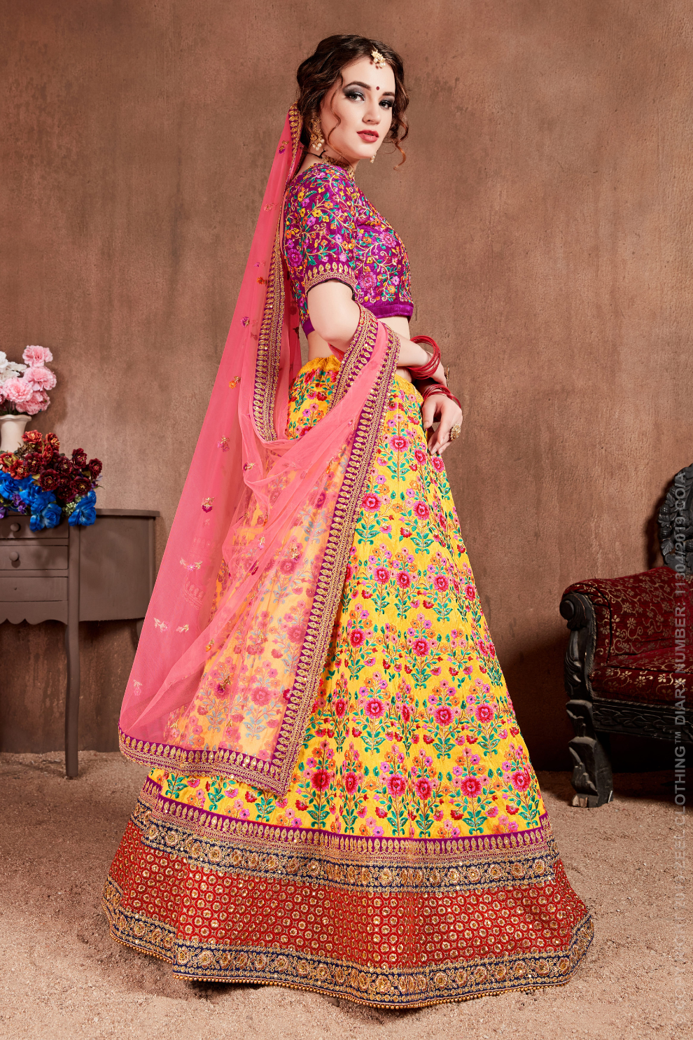Luxurious Embroidered Mulberry Silk Bridal Lehenga Choli with Dupatta