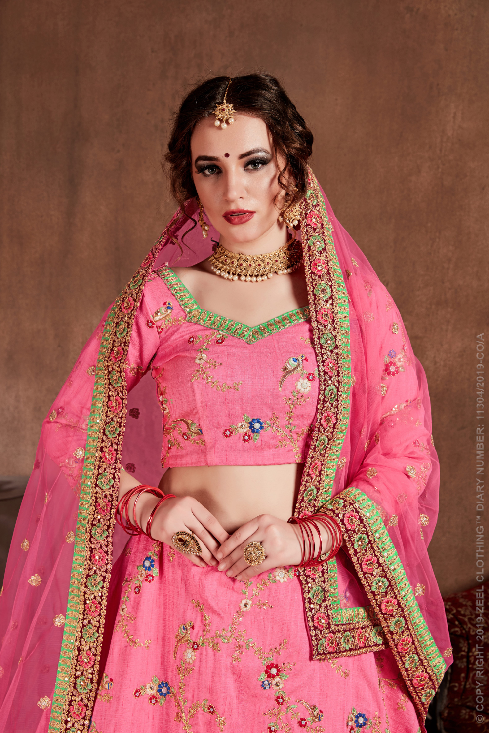Luxurious Embroidered Mulberry Silk Bridal Lehenga Choli with Dupatta